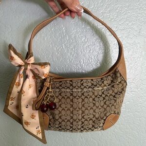 Sold Coach Y2K Mini Ergo Signature Tan Jacquard Hobo Small Shoulder Bag VINTAGE